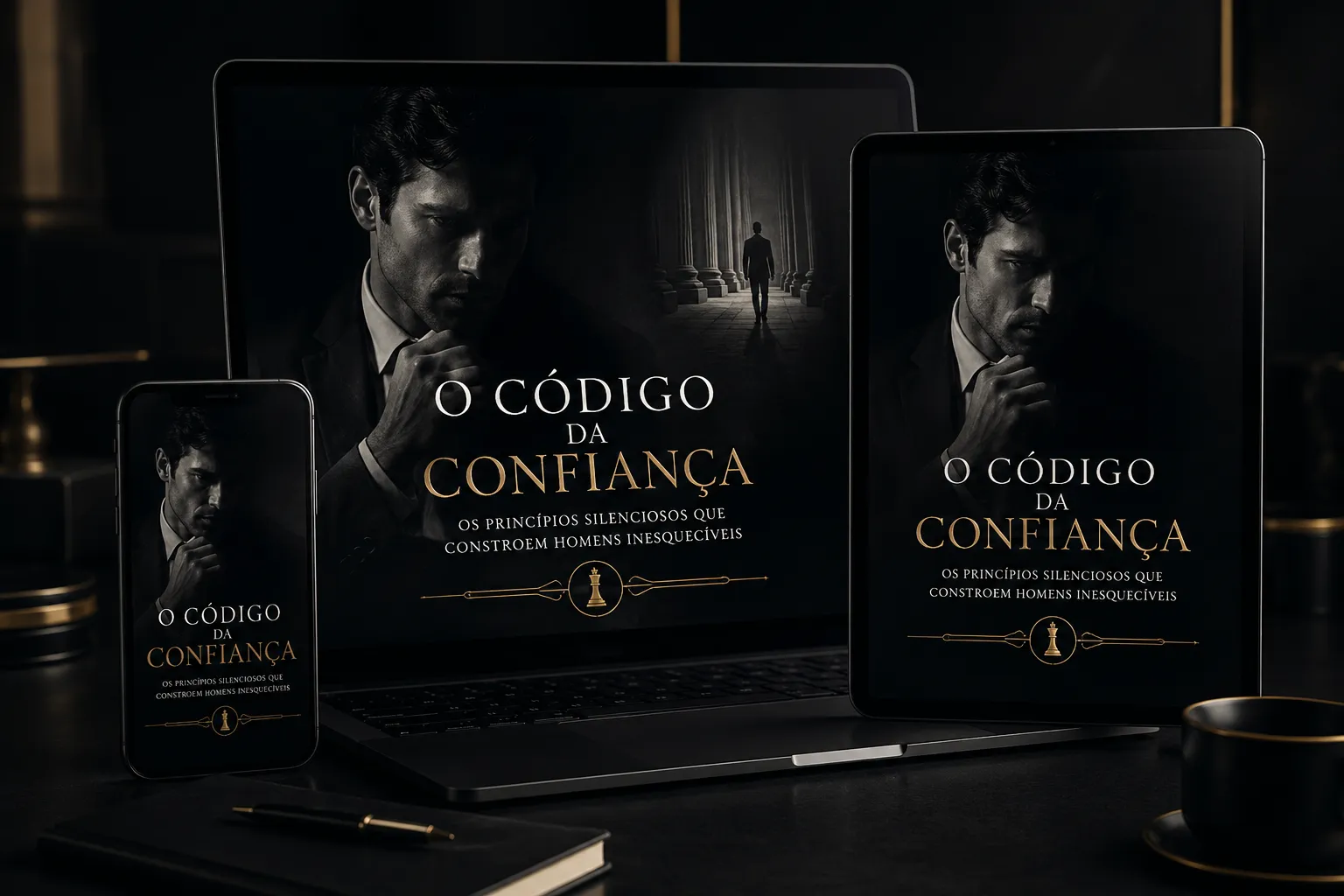Mockup premium do ebook em notebook, tablet e celular