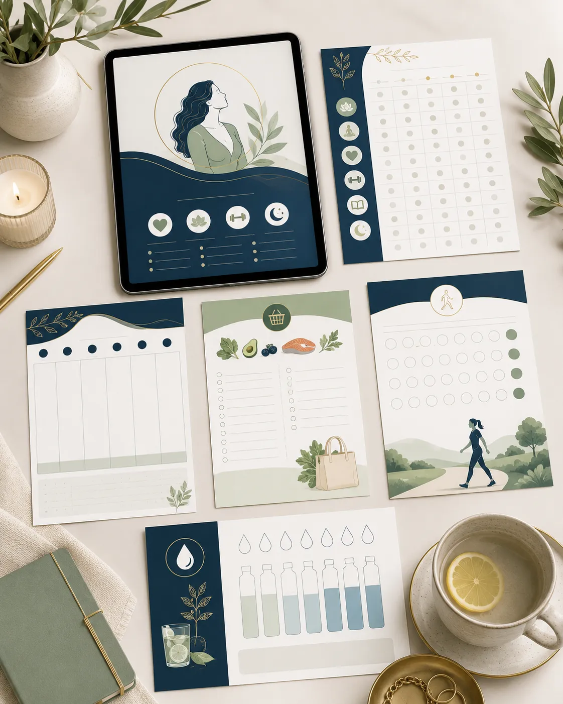 Checklist, planner e materiais de apoio do ebook para mulheres 40+