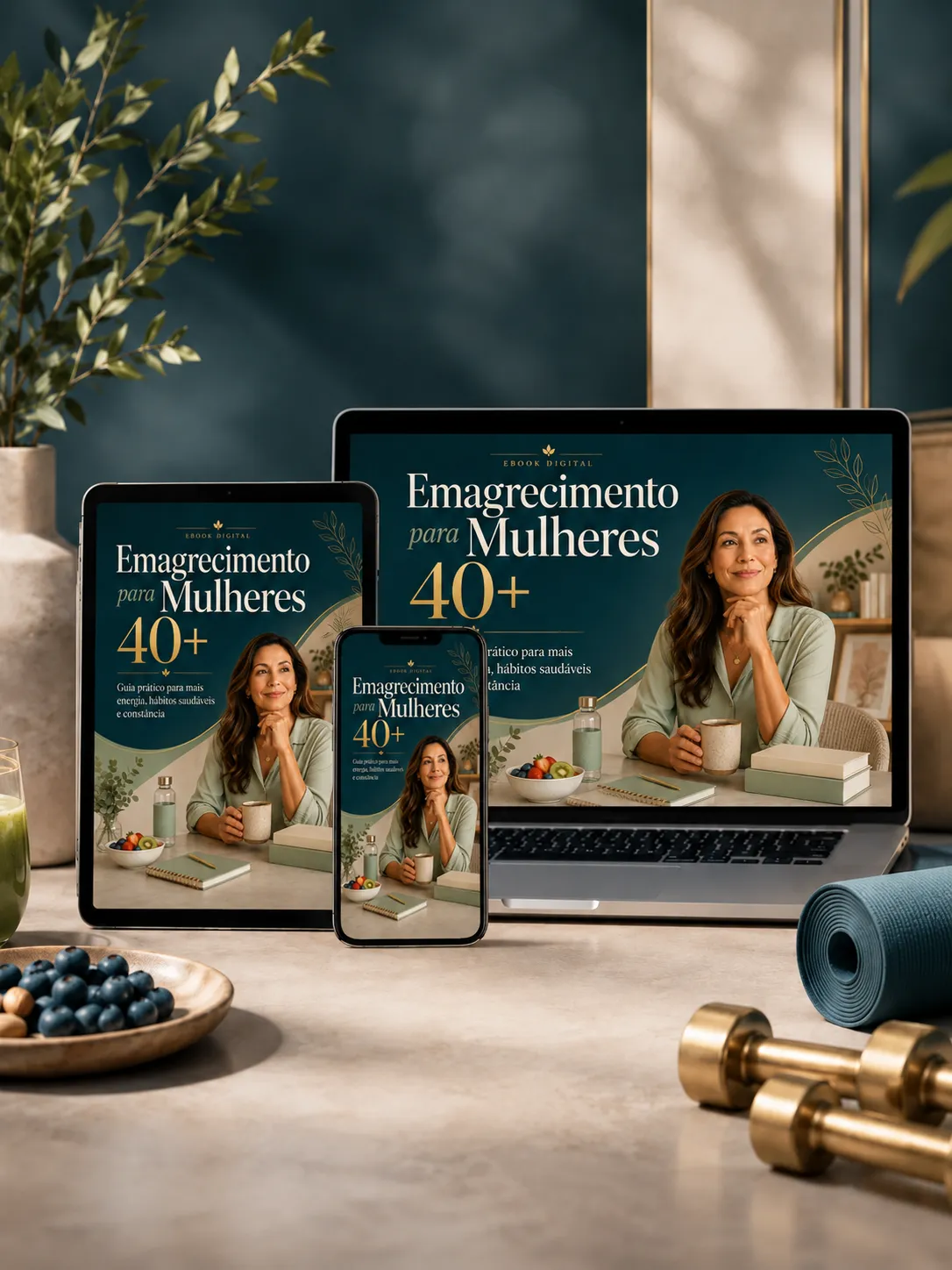 Mockup do ebook Emagrecimento para Mulheres 40+