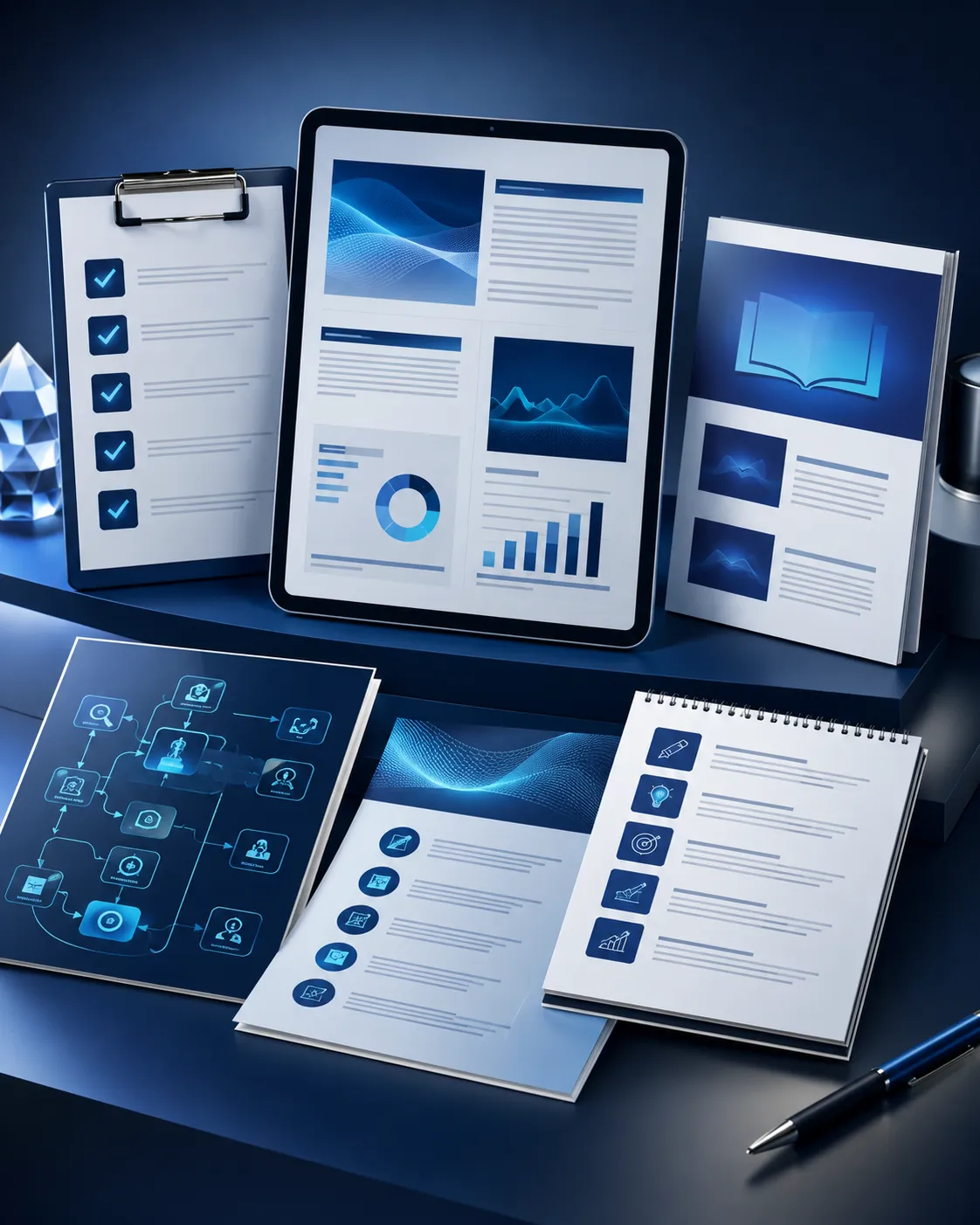 Materiais digitais práticos, checklist e exercícios de implementação de IA e automação