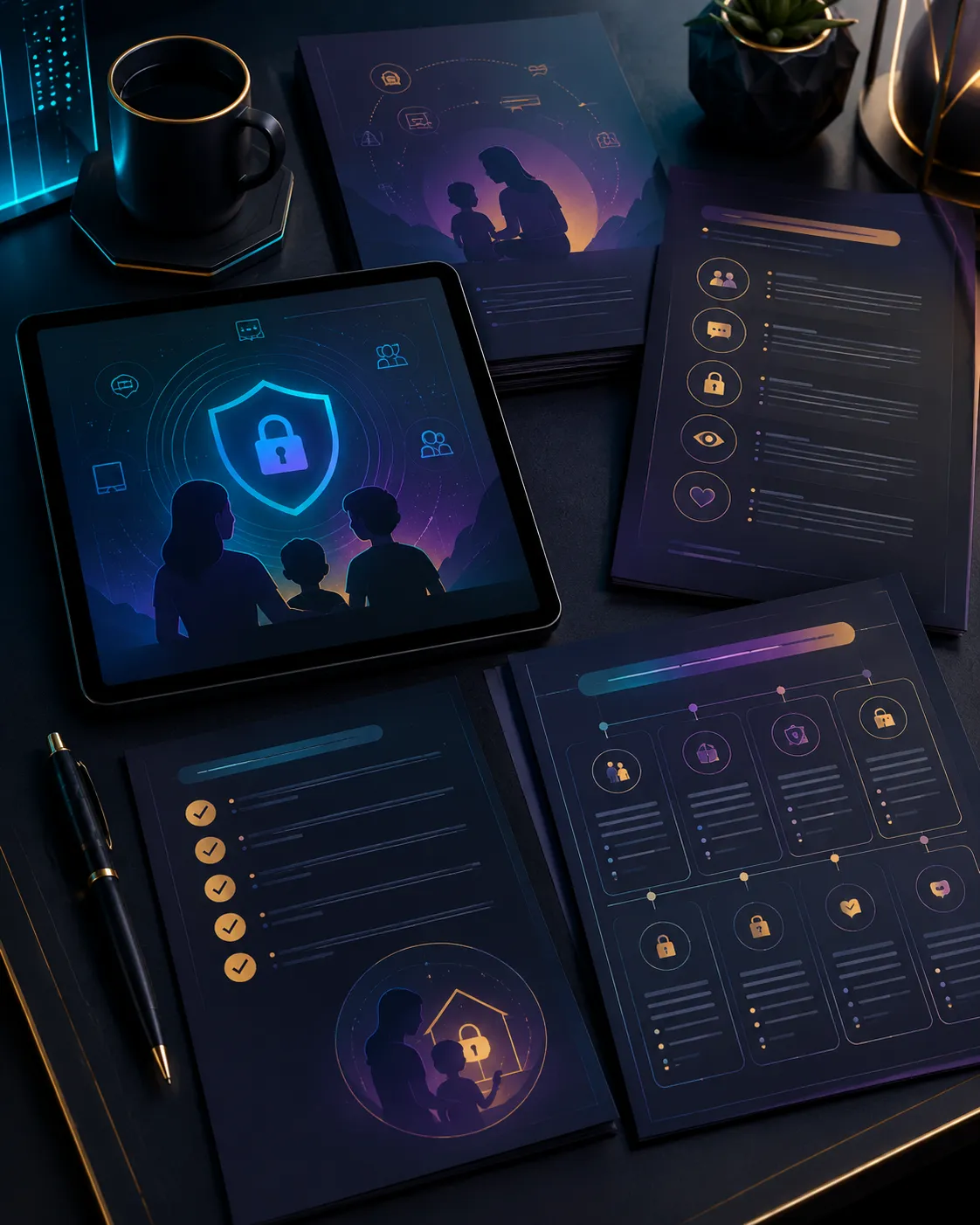 Materiais de apoio, checklist e plano de rotina digital familiar